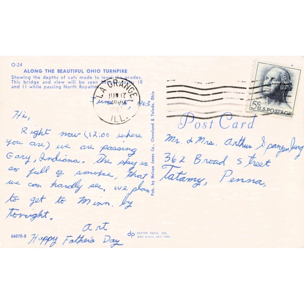 Ohio Turnpike North Royalton OH Arched Bridge Rock Cut 1963 Chrome Postcard - Picture 2 of 2
